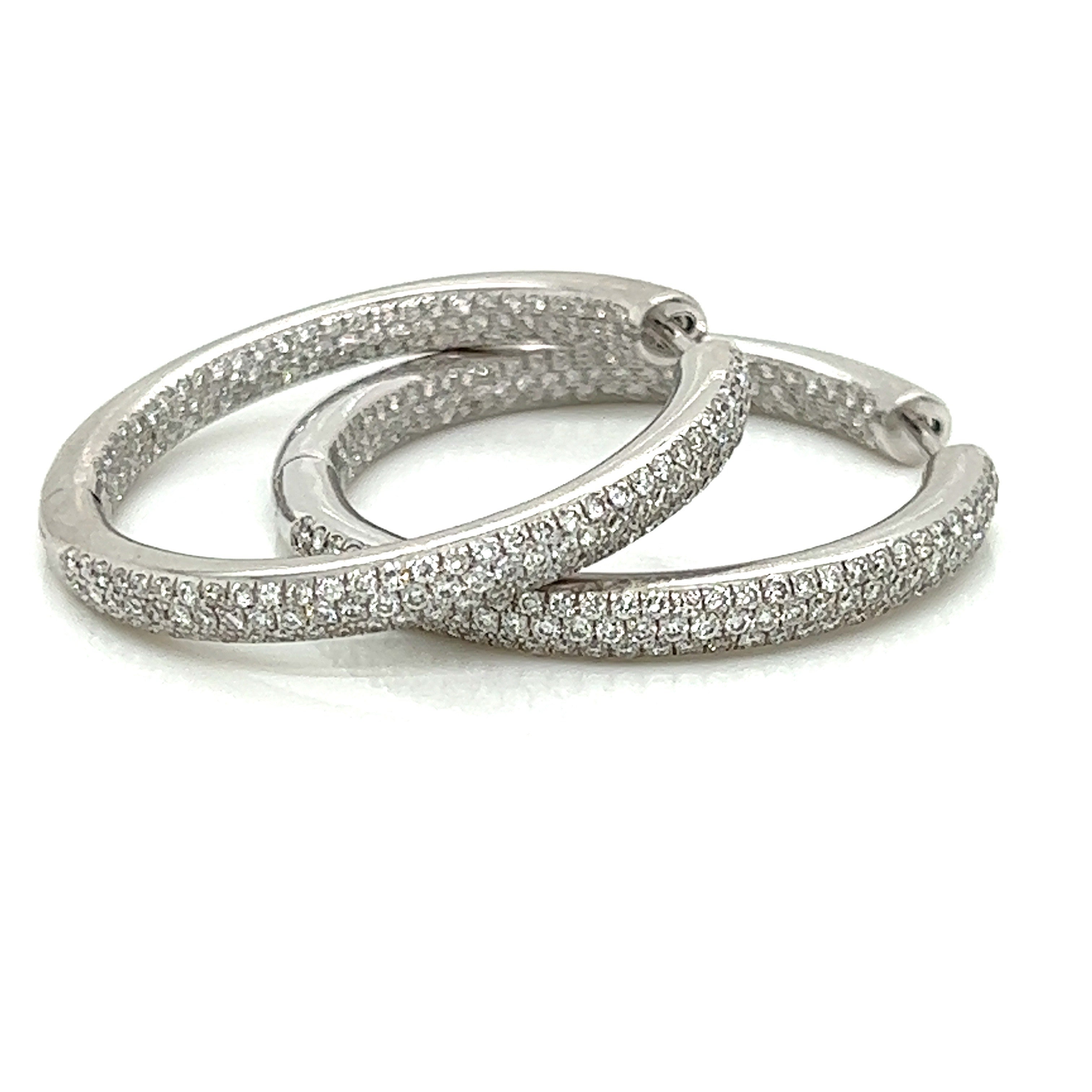 Arato Of Italy Pave Earrings, Round Diamond 3.20ct  G-H VS1-SI1, 18K White Gold 10.72g