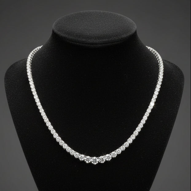  Necklace, 137 Diamond RBC 14.14ct  G-H SI 14K WG 27.39g