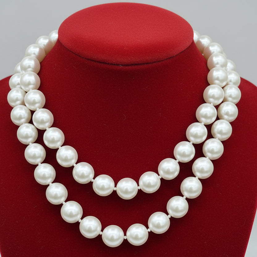 Estate Necklace, Round Brilliant Cut Diamonds 2.00ctttw G-H VS2-SI2, 61 South Sea Pearls Round White Fine, 18K White Gold 220.00g, All Weights Estimated.