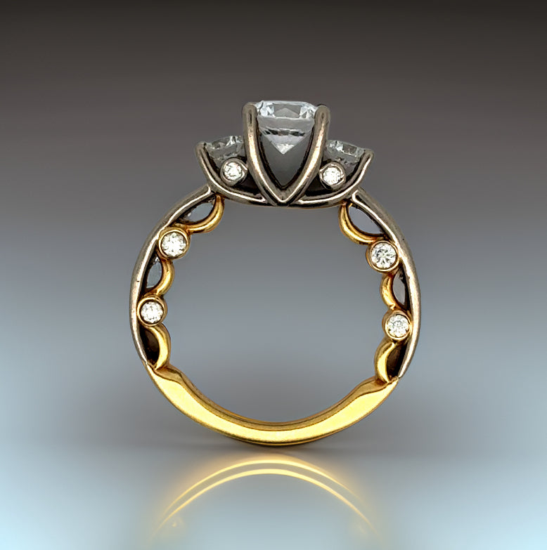 Verragio Semi Mount Ring, 1 Round Cubic Zirconia, Round Diamond 1.00 cttw, 18K Yellow Gold 6.60g