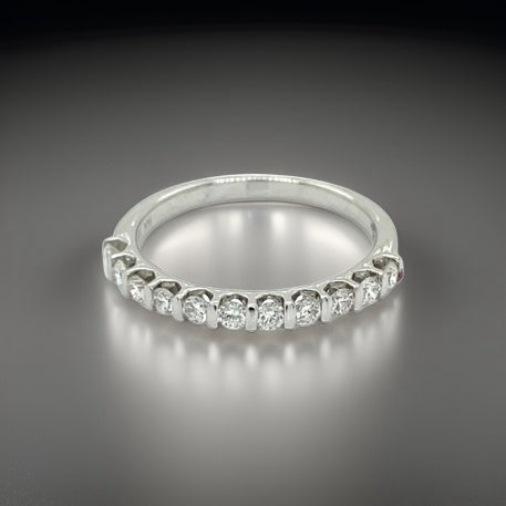 Maya Lianna Anniversary Band Ring, 11 Round Diamond 0.38 cttw H-I SI1-SI2, 14K White Gold 1.86g
