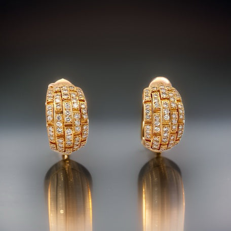Estate Cartier Earrings, Round Diamond 3.00ct  E-F VVS1-VVS2, 18K Yellow Gold 23.01g, Serial Number 756099