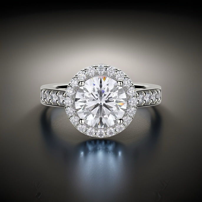 Michael M. Semi-Mount Ring, 1 Round Cubic Zirconia, Round Diamond 1.07 cttw, 18K White Gold 6.00g