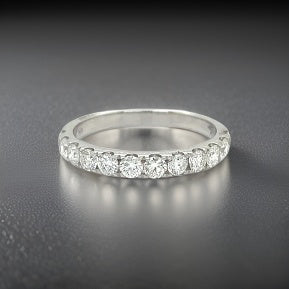 Maya Lianna Anniversary Band Ring, 12 Round Diamond 0.74 cttw H-I SI1-SI2, 14K White Gold 1.85g