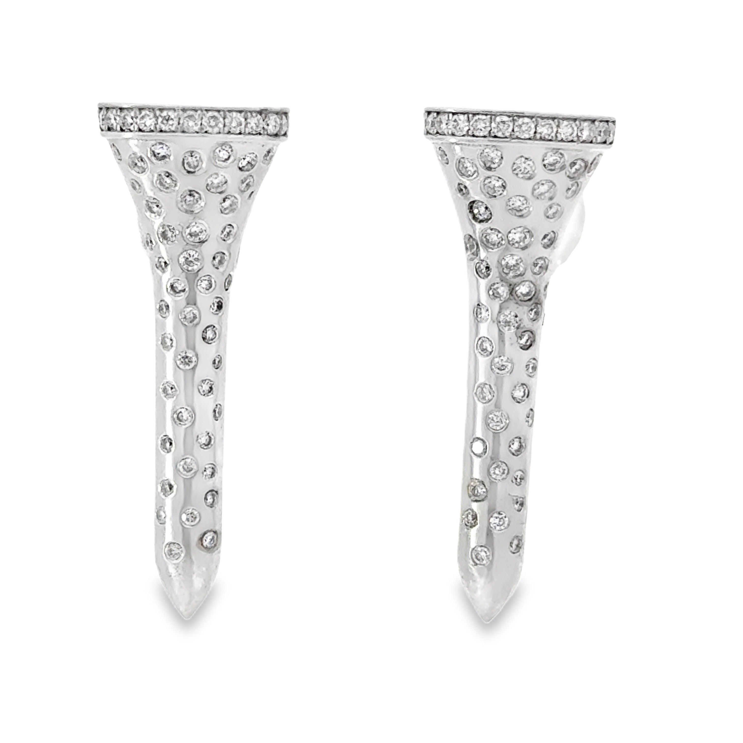 Earrings Round Brilliant Cut Diamond 0.58 cttw G-H VS2-SI1 14K White Gold 6.50g
