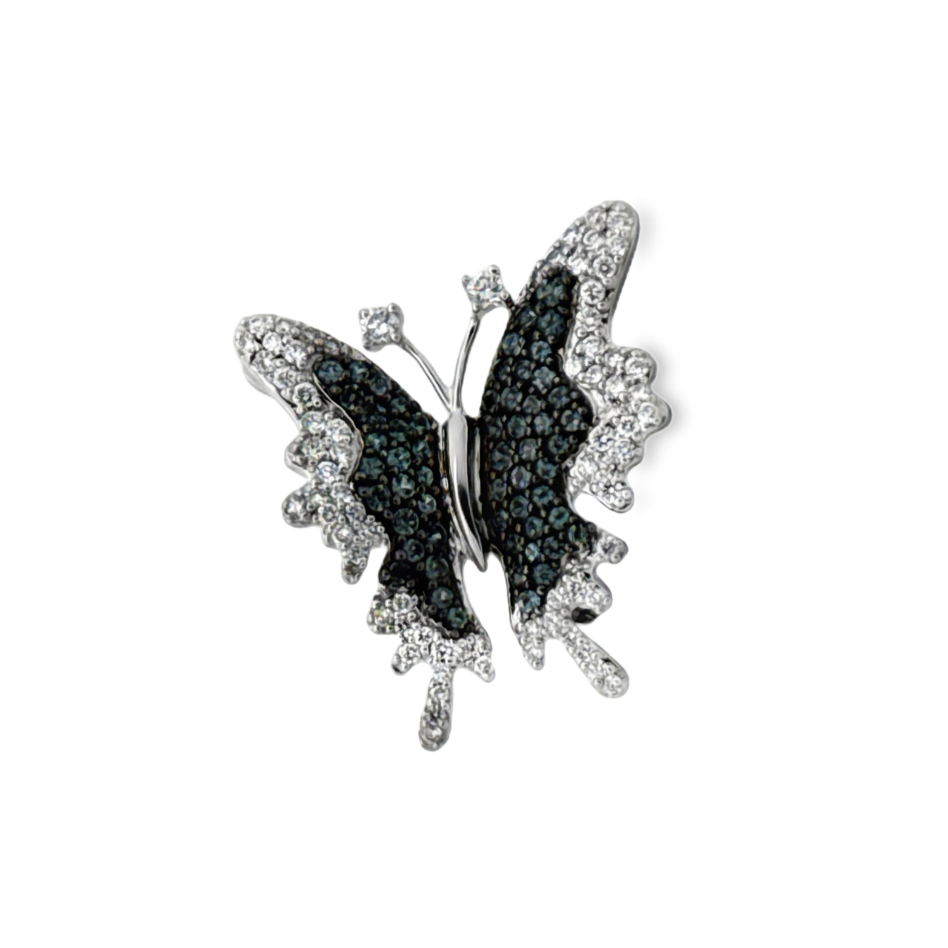 Estate Brooch/Pendant, Round Diamonds 0.52cttw H-I VS2-SI1, Alexandrite Rounds 0.59cttw Greenish Blue to Purple, 18K White Gold 7.52g. Weights estimated.