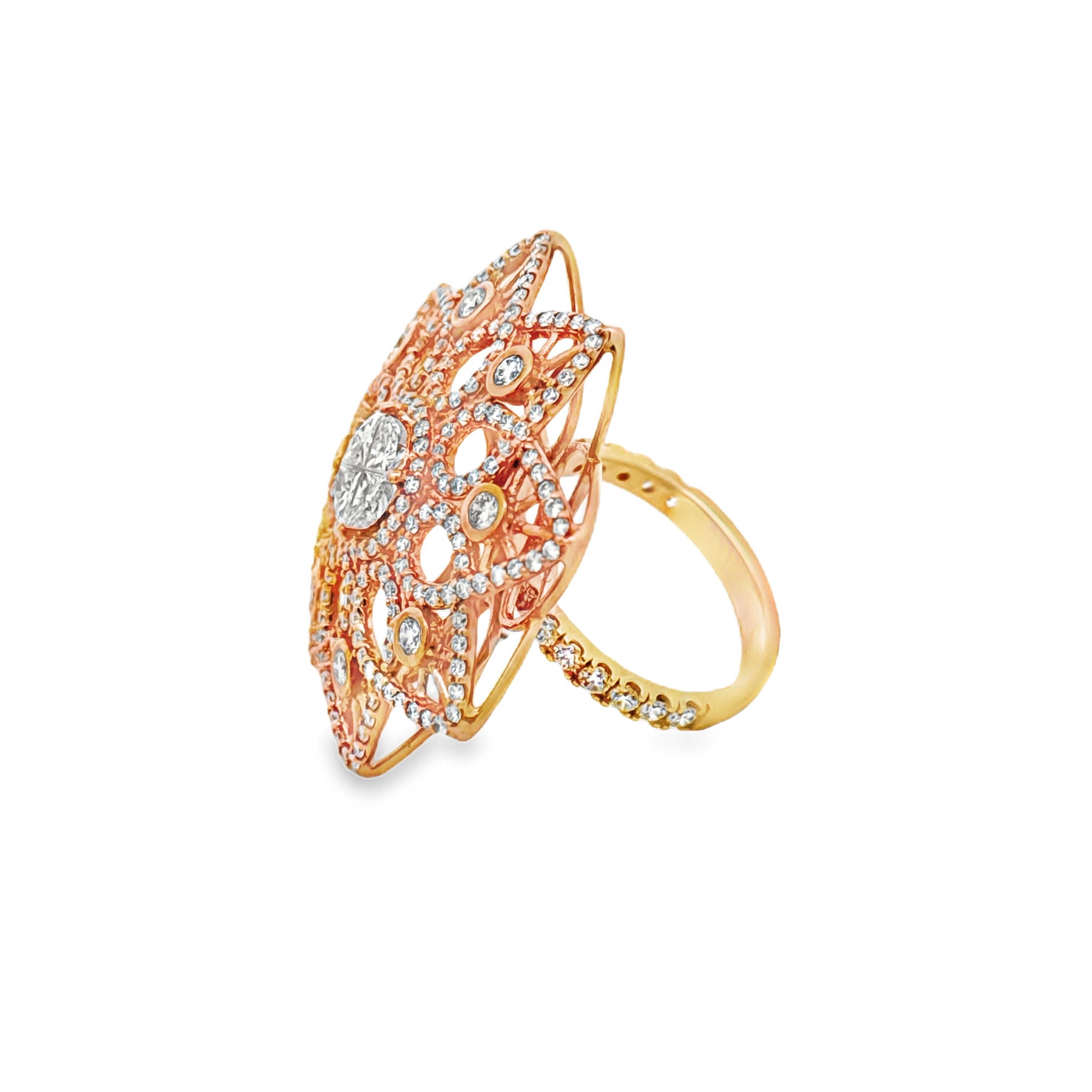 Estate Ring, Round/Trillion Cut Diamonds 6.00cttw G-I VS2-SI1, 18K Rose Gold 11.18g. All Weights Estimated.