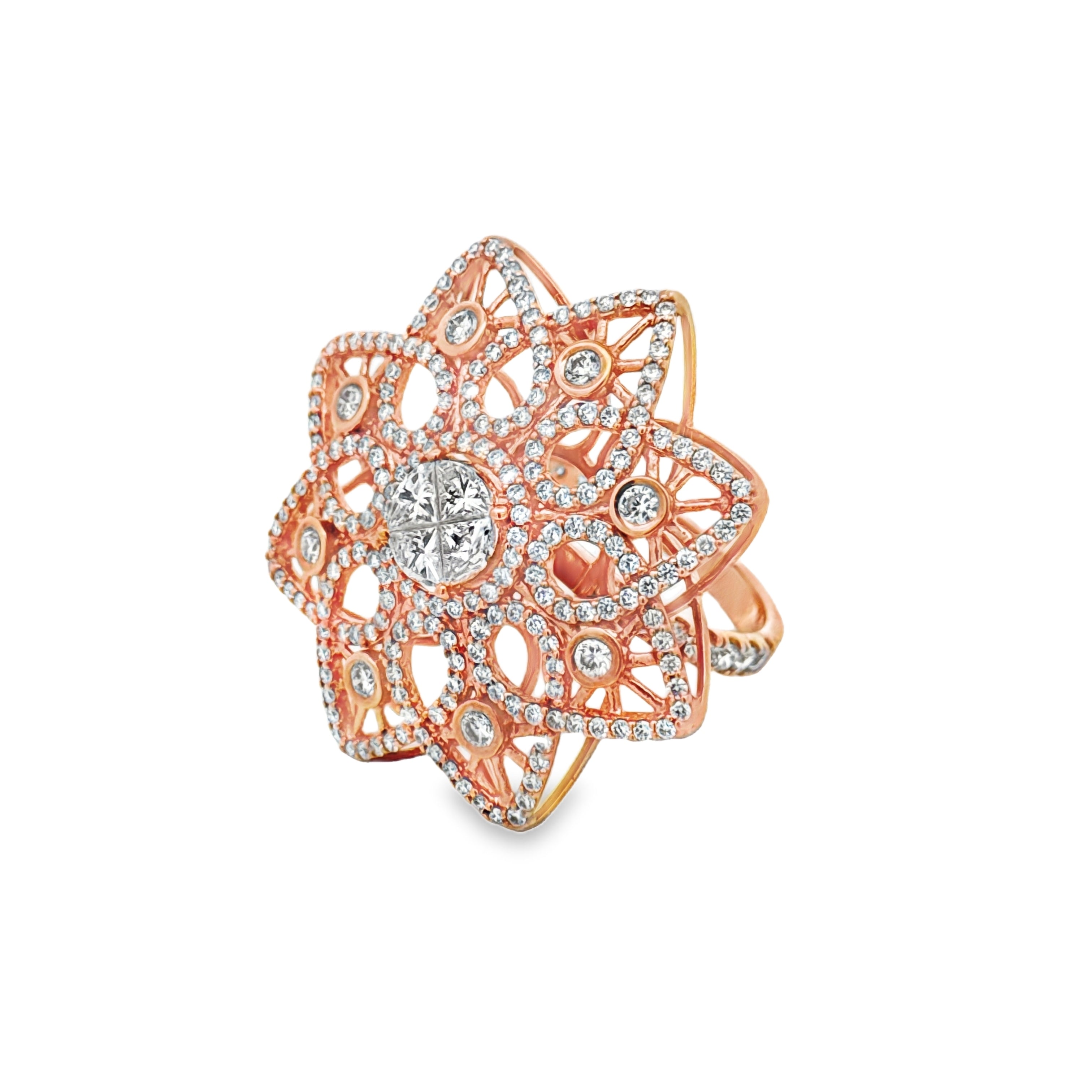 Estate Ring, Round/Trillion Cut Diamonds 6.00cttw G-I VS2-SI1, 18K Rose Gold 11.18g. All Weights Estimated.