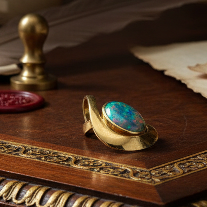 Simon Golub Pendant, 1 Black Opal 5.50ct, 18K Yellow Gold 5.70g, All Weights Estimated.