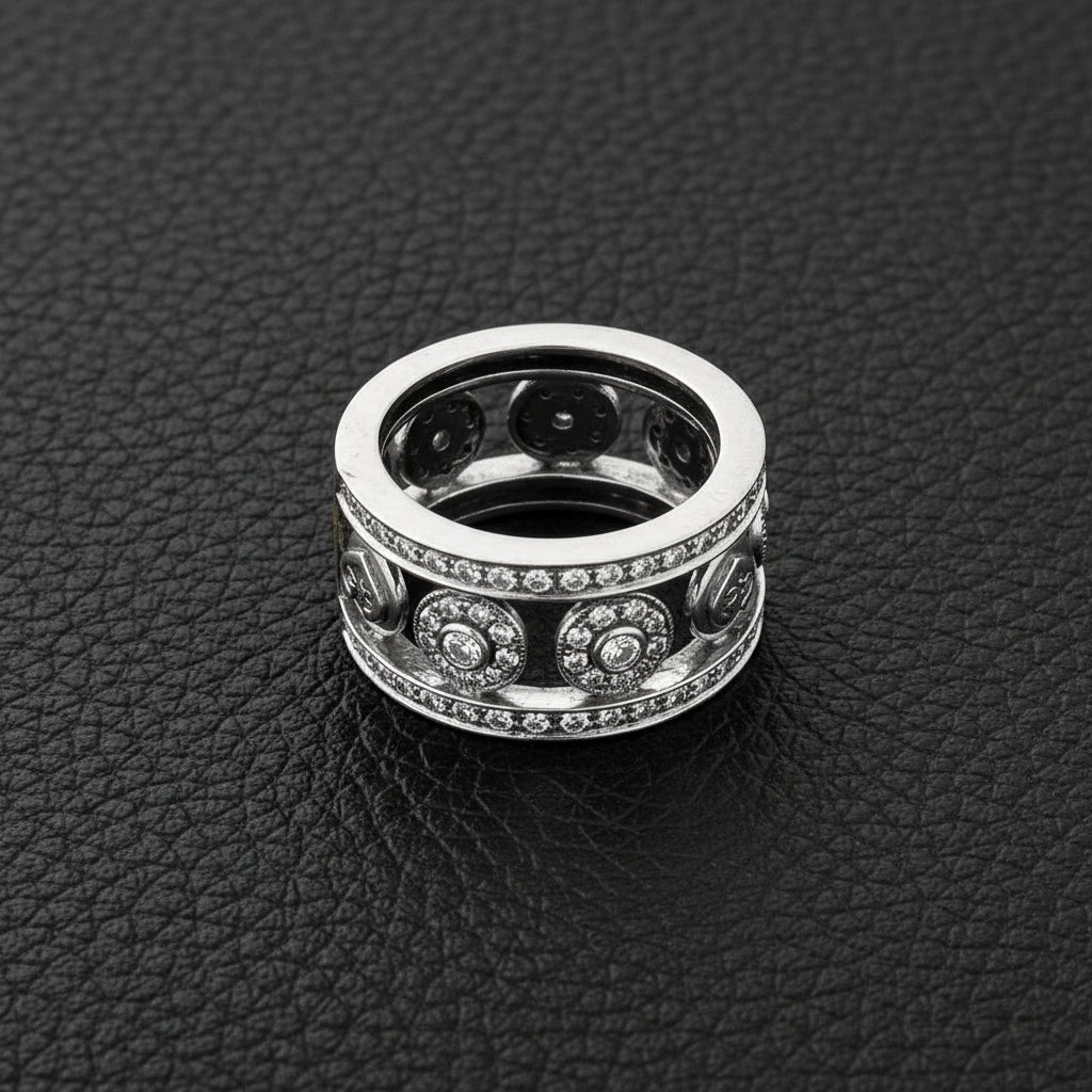 Estate Ring, Round Brilliant Cut Diamond 1.00cttw H-I SI2, 18K White Gold 11.00g, All Weights Estimated.