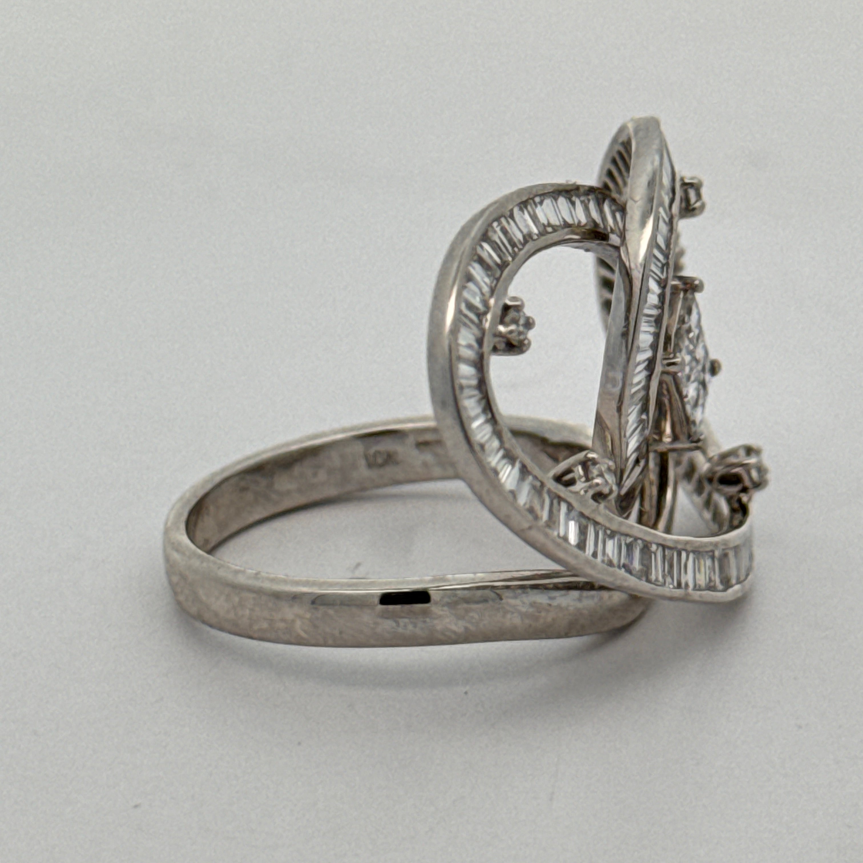 Aria Ring Round/Princess/Baguette Diamonds 3.00cttw G-H VS2-SI1, 18K White Gold 10.80g, All Weights Estimated.