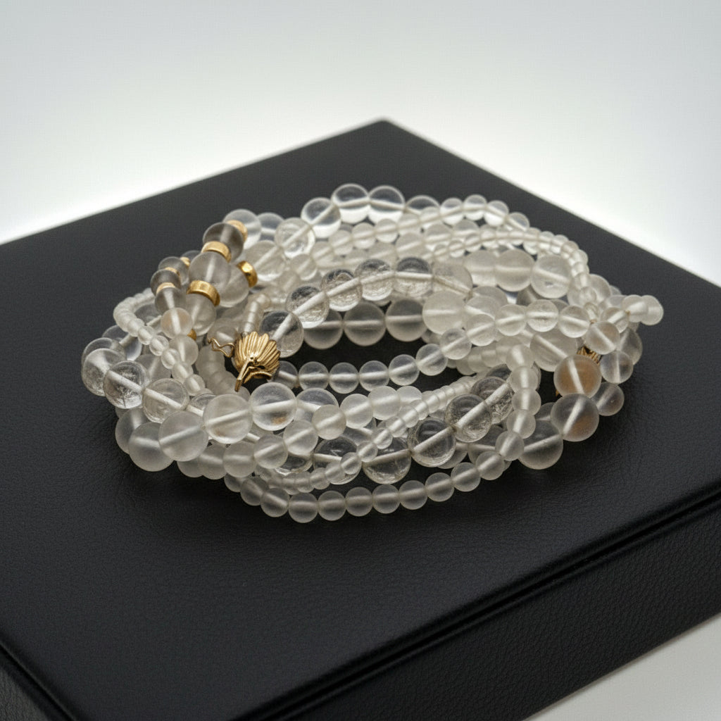 Estate Necklace, Rock Crystal Round, 14K Yellow Gold 184.00g. All Weights Estimated.