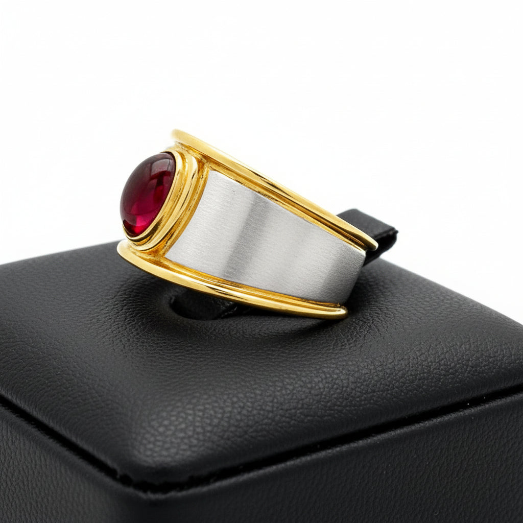 Italian Designer Vaglio Ring, 1 Ruby Marquise Cut 2.20ct, 18K White/Yellow Gold 9.80g. All Weights Estimated.