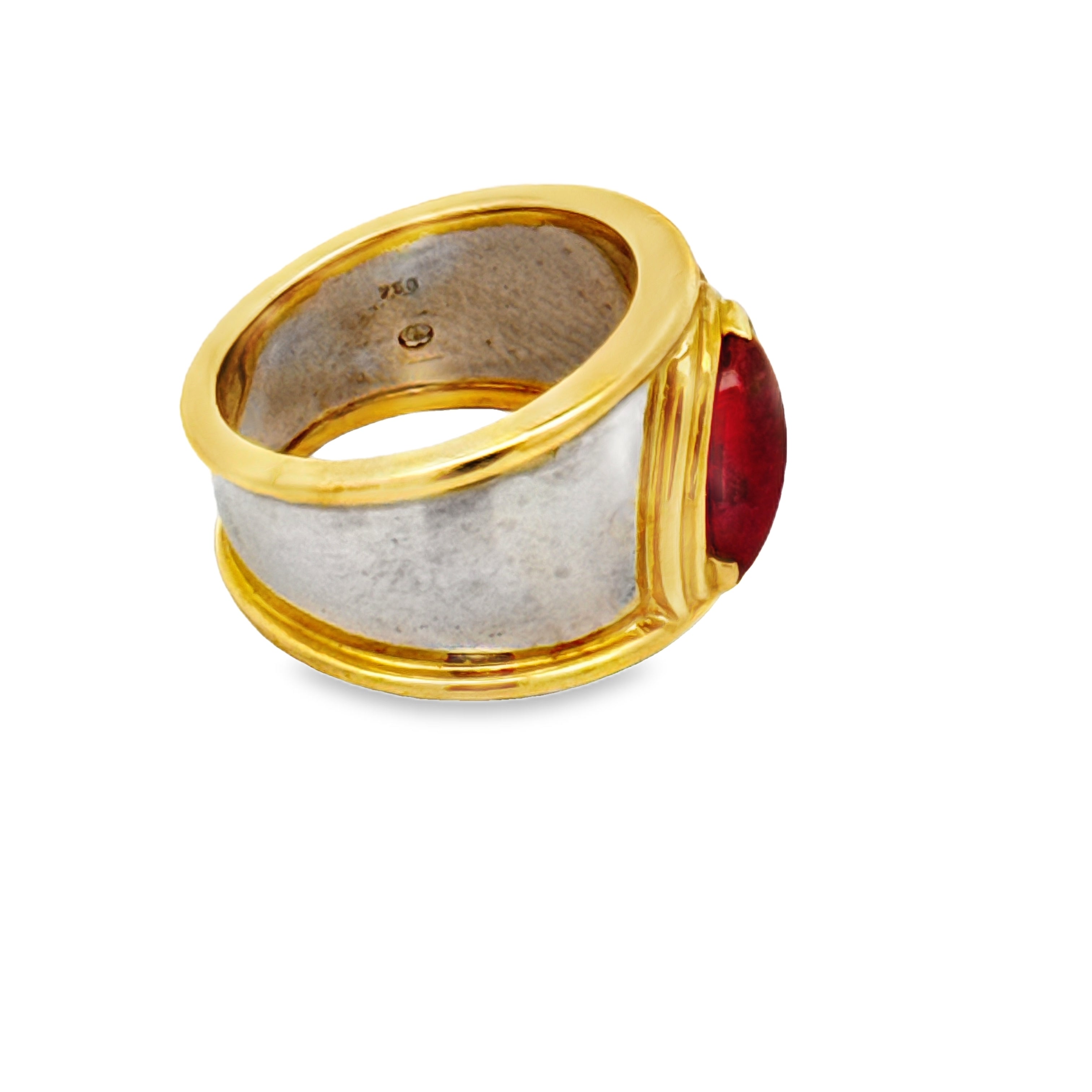 Italian Designer Vaglio Ring, 1 Ruby Marquise Cut 2.20ct, 18K White/Yellow Gold 9.80g. All Weights Estimated.
