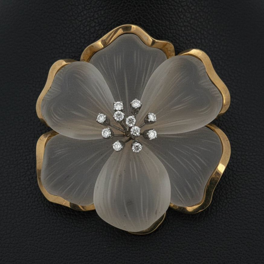 Italian 320 MI Roberto Paolini Necklace, 12 Round Brilliant Cut Diamonds 1.20ct G-H VS1-SI1, Rock Crystal, 18K White/Yellow Gold 115.00g. All Weights Estimated.