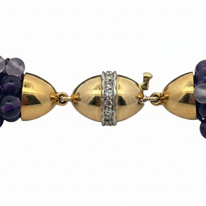 Italian Necklace, Round Brilliant Cut Diamonds 0.25cttw H-I SI1-SI2,  Amethyst Round 100.00cttw, Jade 10.00ct Lavender, 14K Yellow Gold 107.00g. All Weights Estimated.
