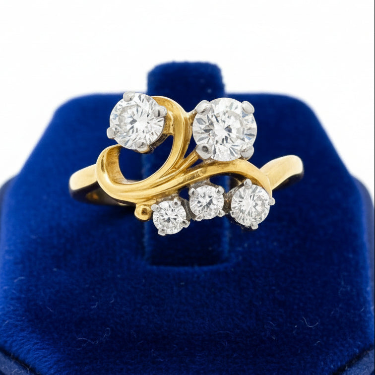 Jabel Ring, 5 Round Brilliant Cut Diamonds 1.25cttw  F-G VS1-SI1, 18K White/Yellow Gold 4.66g. All Weights Estimated.