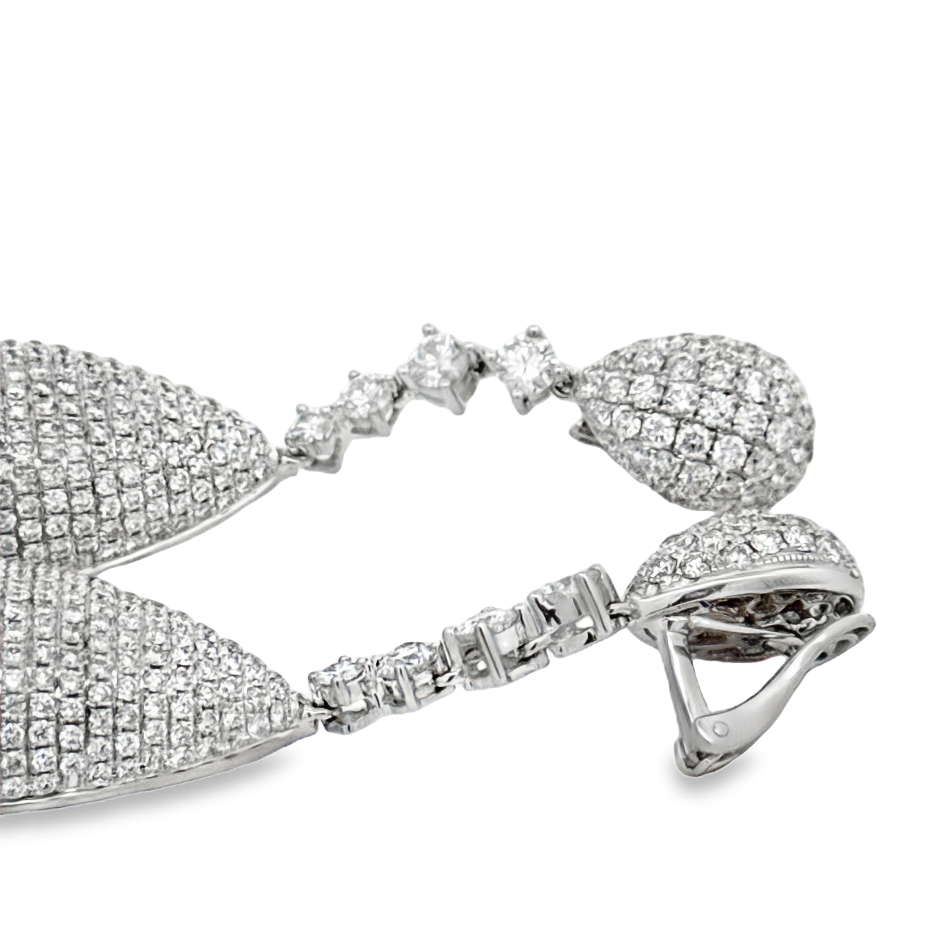 Private Manufacturer Earrings, 690 Round Brilliant Cut Diamonds 12.68cttw G-H SI1, 18K White Gold 28.00g. All Weights Estimated.