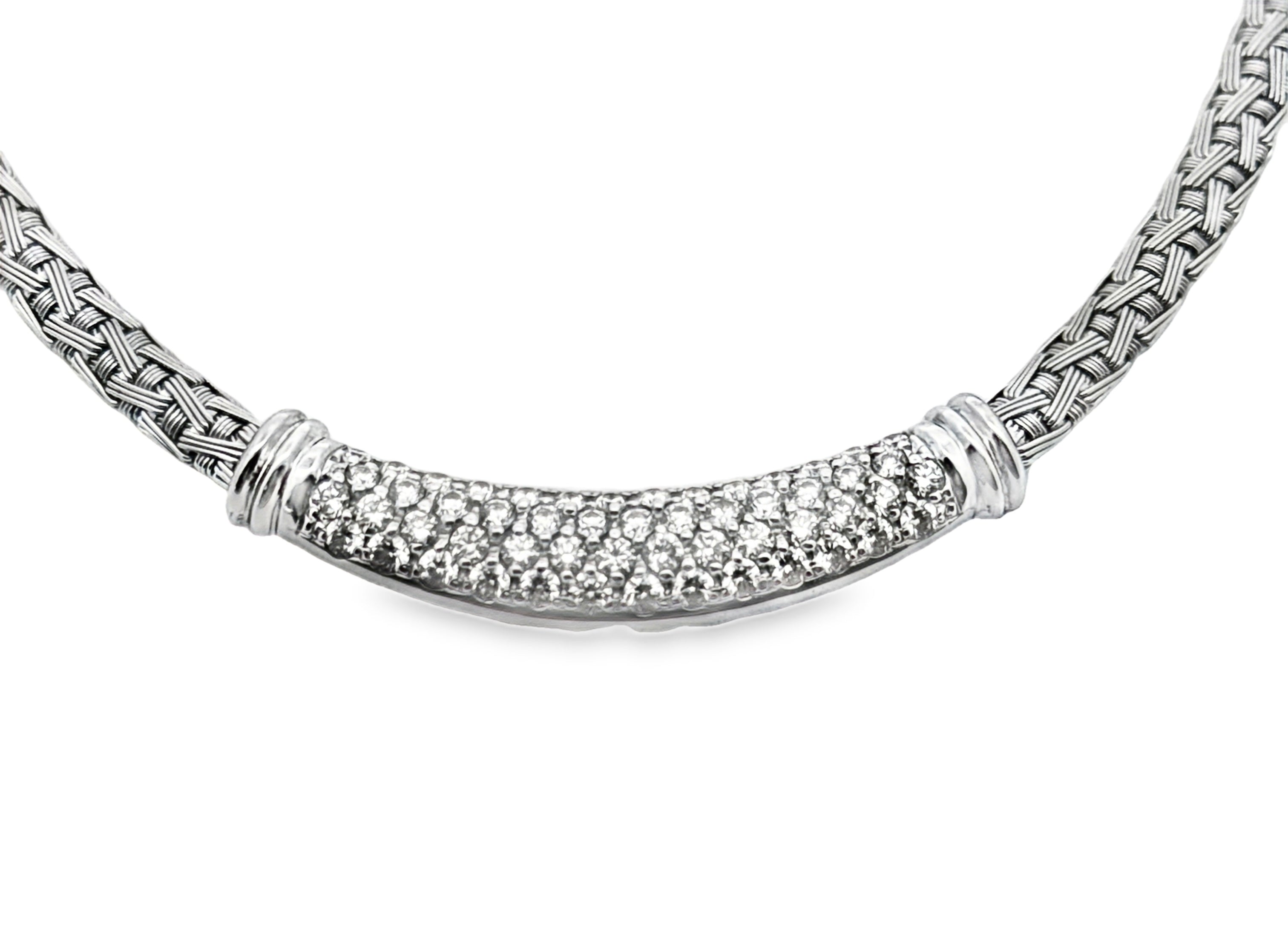 Roberto Coin Necklace Round Brilliant Cut Diamond 3.00 ct  G-H VS1-VS2 18K White Gold 42g