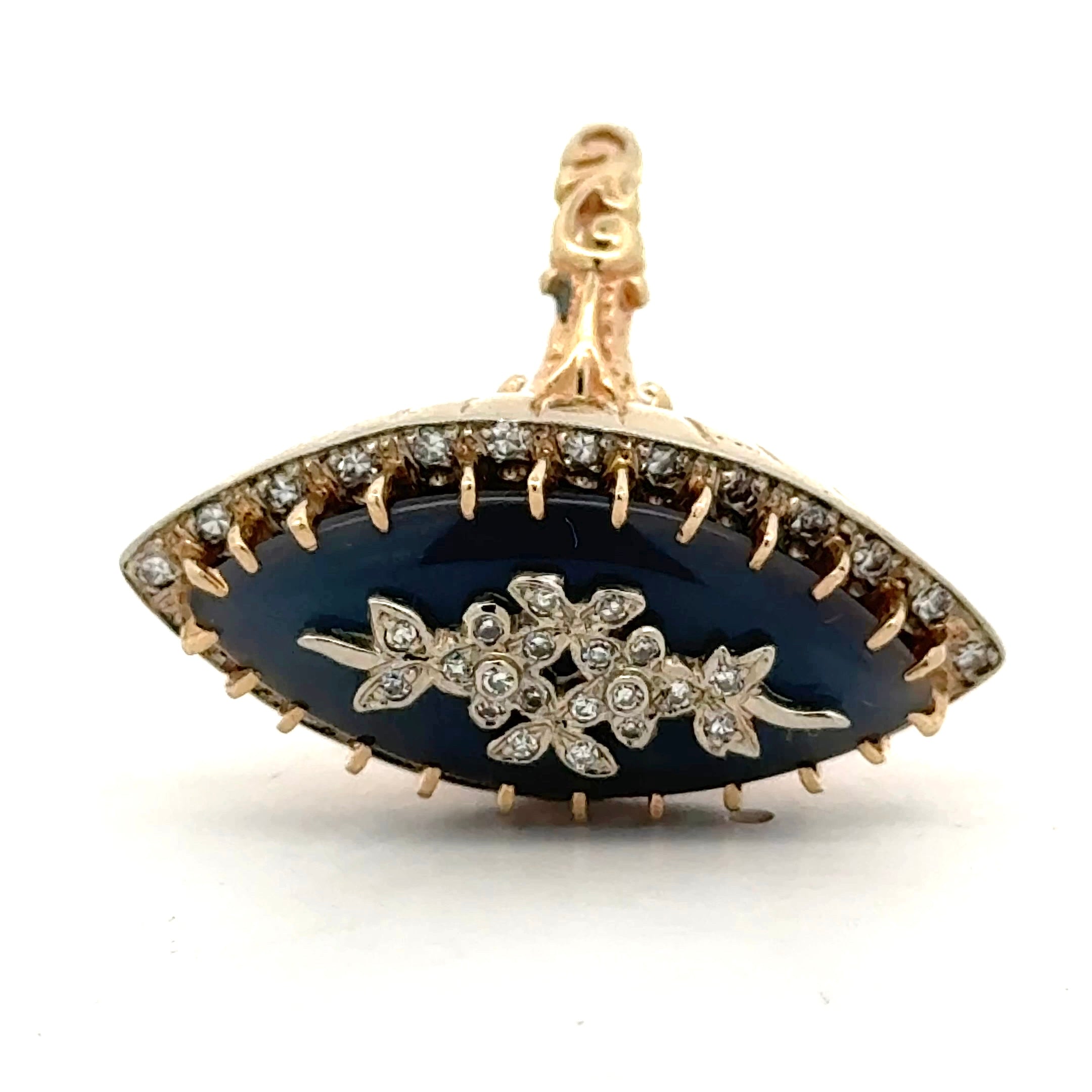 Estate Ring, 1 Cabochon Chalcedony, Old European Cut Diamonds 0.65cttw H-I SI1-SI2, 14K White/Yellow Gold 10.86g. All Weights Estimated.