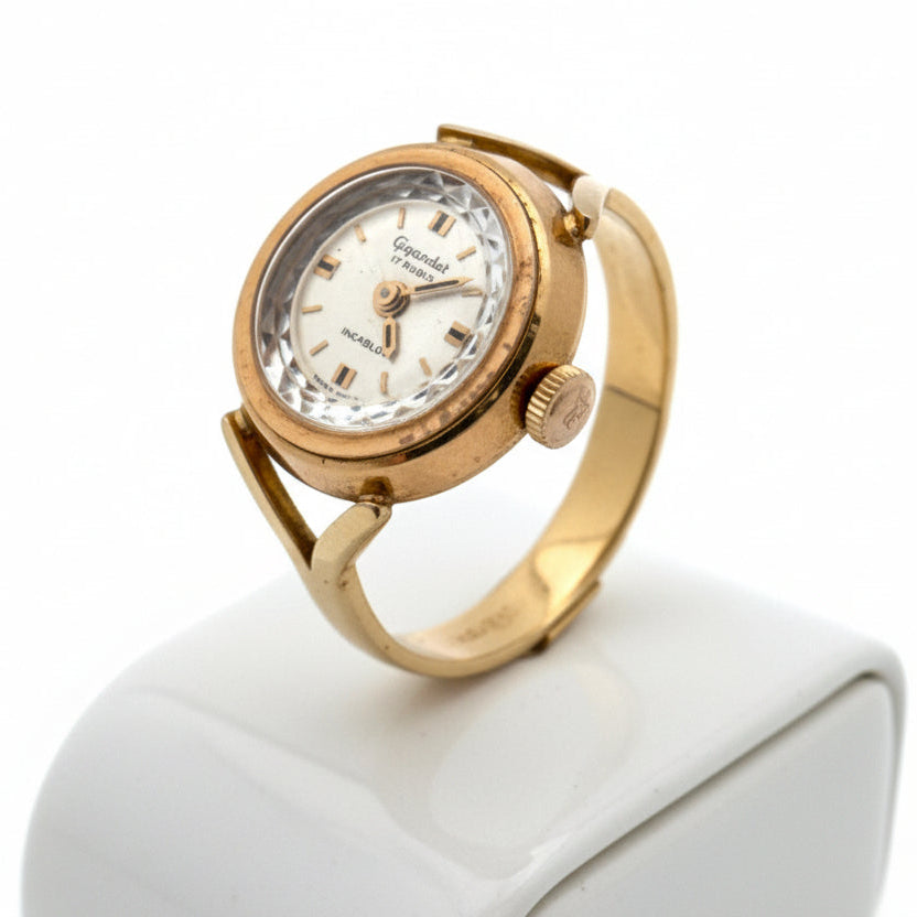 Estate Gigandent Ring/Watch 18K Yellow Gold 7.84g