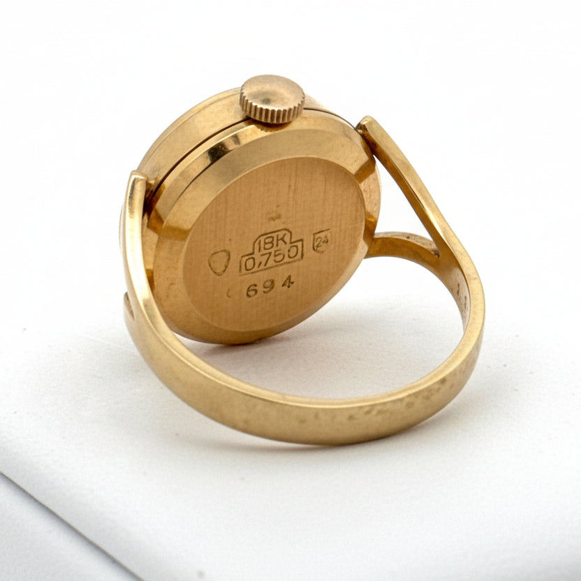 Estate Gigandent Ring/Watch 18K Yellow Gold 7.84g