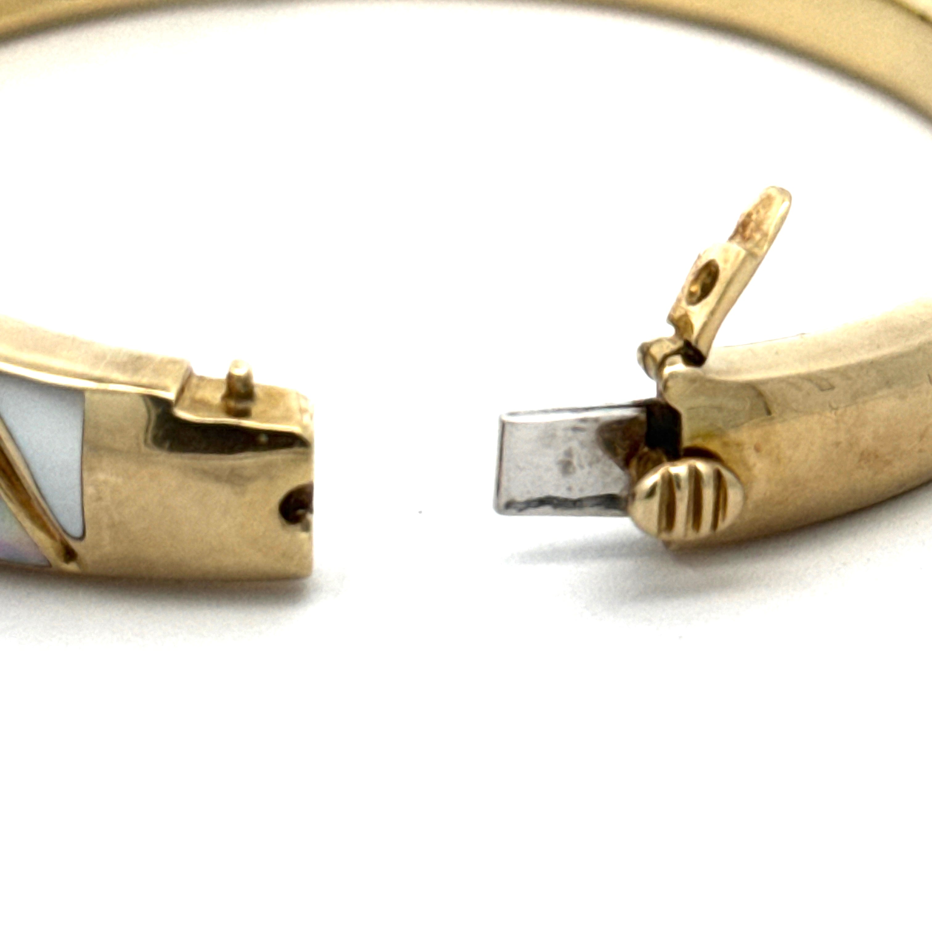 Asch Grossbardt Bangle, Mother of Pearl, 14K Yellow Gold 35.38g. All Weights Estimated.
