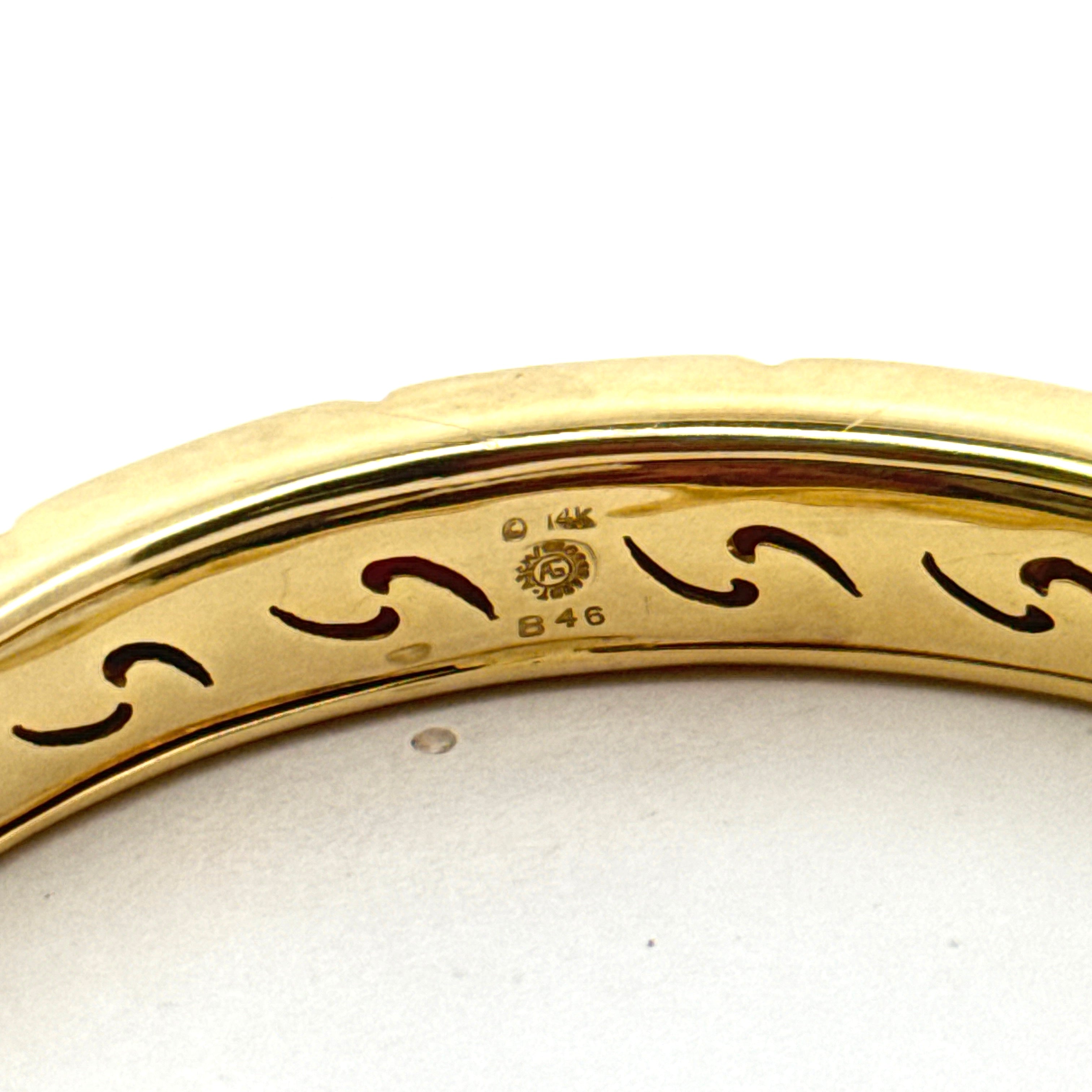 Asch Grossbardt Bangle, Mother of Pearl, 14K Yellow Gold 35.38g. All Weights Estimated.