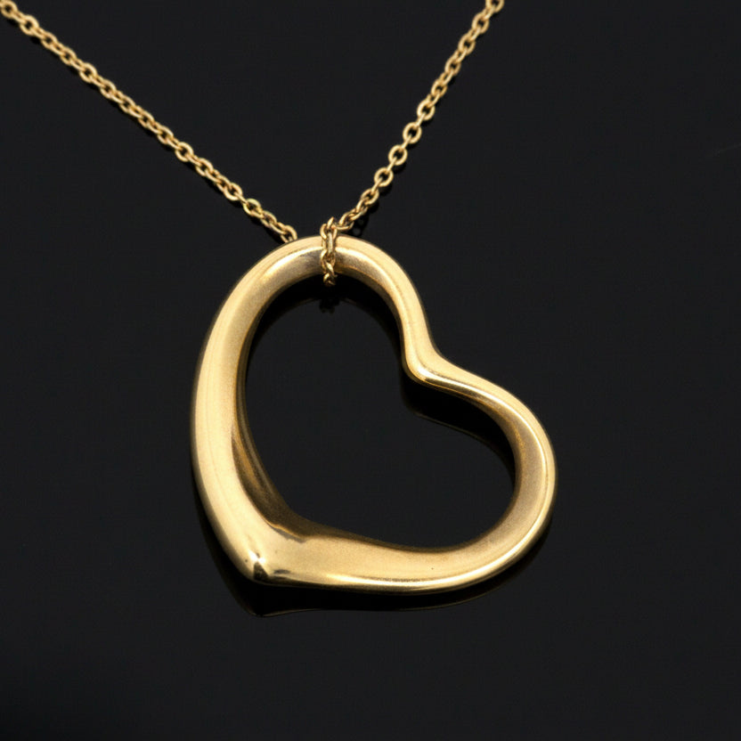Tiffany& Co. Elsa Peretti Pendant w/chain Necklace 18K Yellow Gold 5.42g