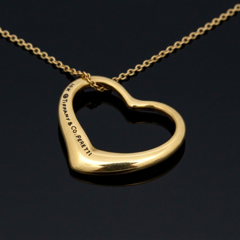 Tiffany& Co. Elsa Peretti Pendant w/chain Necklace 18K Yellow Gold 5.42g