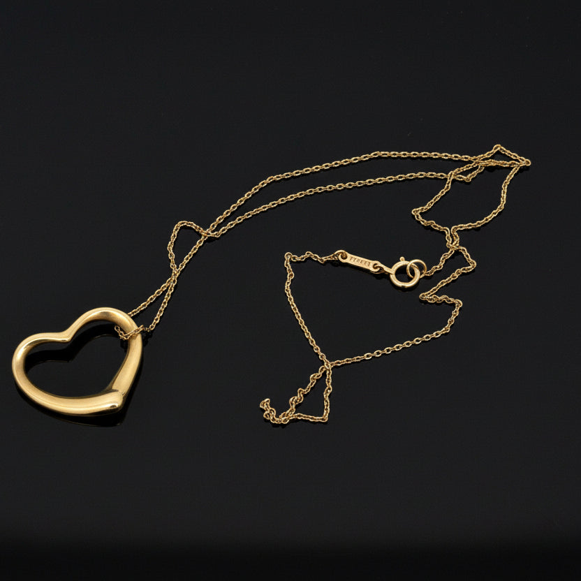 Tiffany& Co. Elsa Peretti Pendant w/chain Necklace 18K Yellow Gold 5.42g
