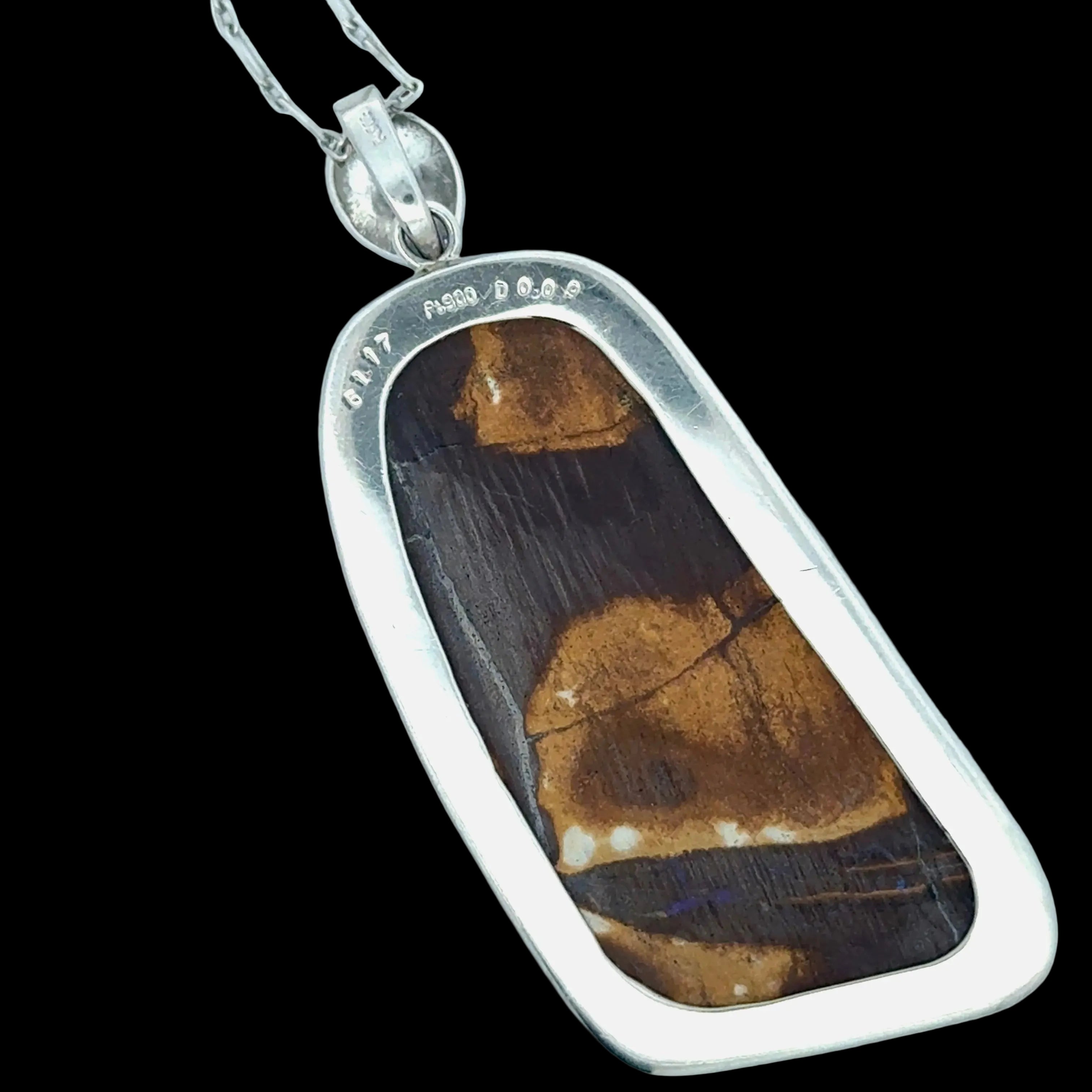 Custom Necklace, Round Brilliant Cut Diamonds 0.09cttw G-H SI1, Boulder Opal Free Form 61.17ct, Platinum 21.50g. All Weights Estimated.