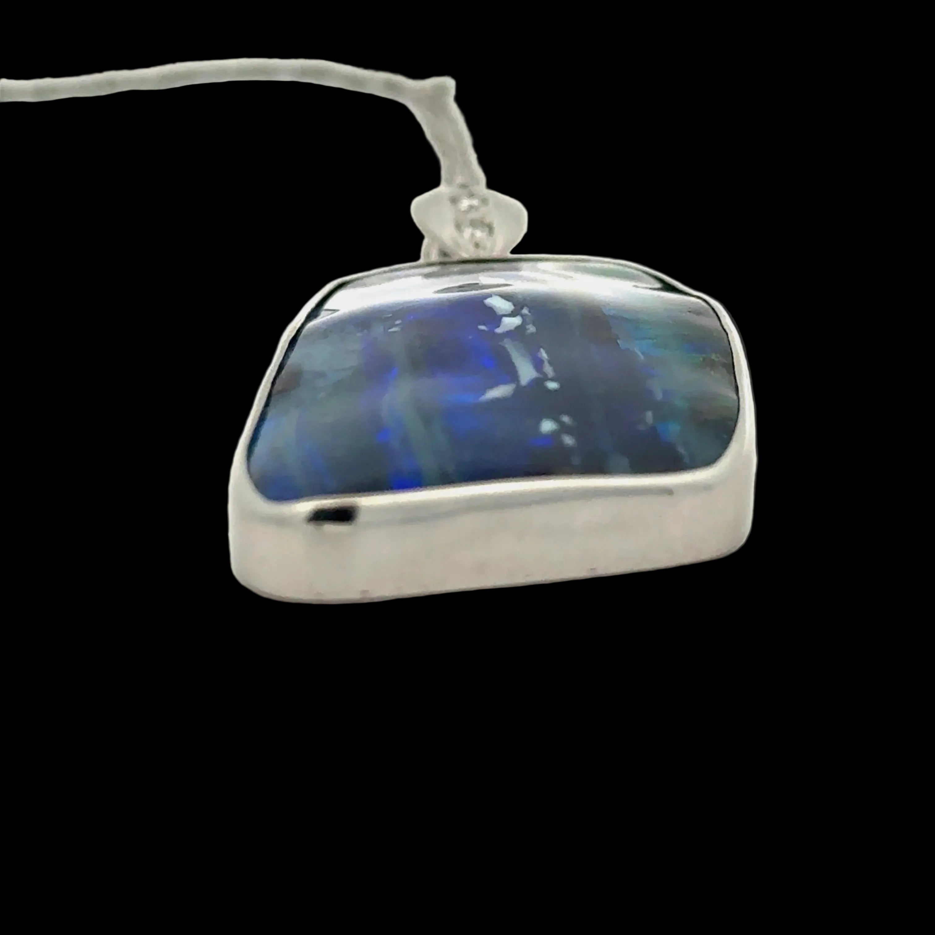 Custom Necklace, Round Brilliant Cut Diamonds 0.09cttw G-H SI1, Boulder Opal Free Form 61.17ct, Platinum 21.50g. All Weights Estimated.