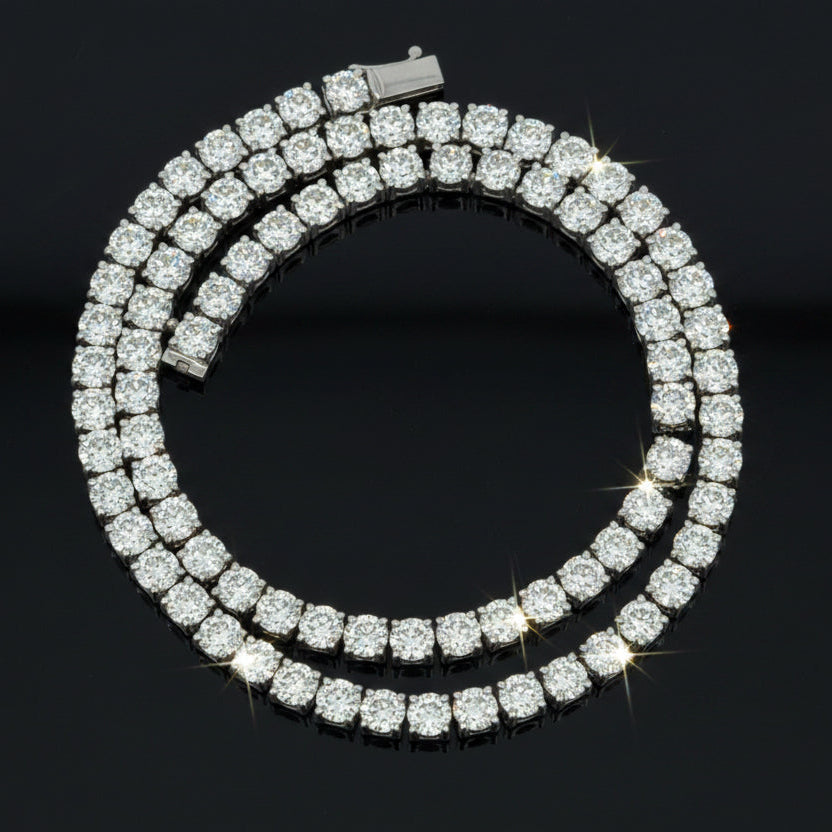 ECH Necklace 84 Round Brilliant Cut Diamond 34.27 ct  H-I SI1-SI2 14K White Gold 31.65g