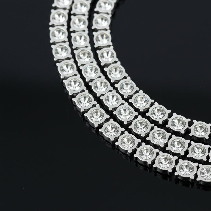ECH Necklace 84 Round Brilliant Cut Diamond 34.27 ct  H-I SI1-SI2 14K White Gold 31.65g