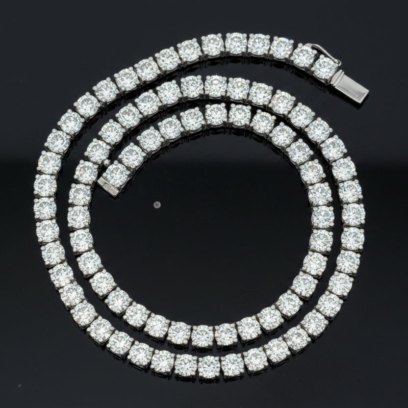 ECH Necklace 84 Round Brilliant Cut Diamond 34.27 ct  H-I SI1-SI2 14K White Gold 31.65g