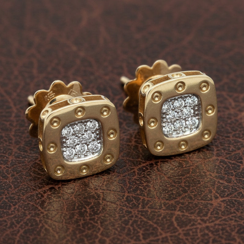 Roberto Coin Earrings Round Brilliant Cut Diamond 0.25 ct  G-H VS1-VS2 18K` Yellow/White Gold 4.86g