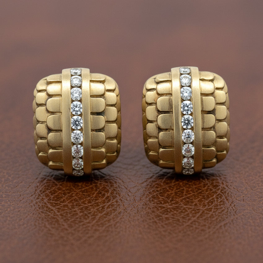Designer Erand Earrings Round Brilliant Cut Diamond 1.25 ct  F-G VS1-VS2 18K` Yellow Gold 21.55g