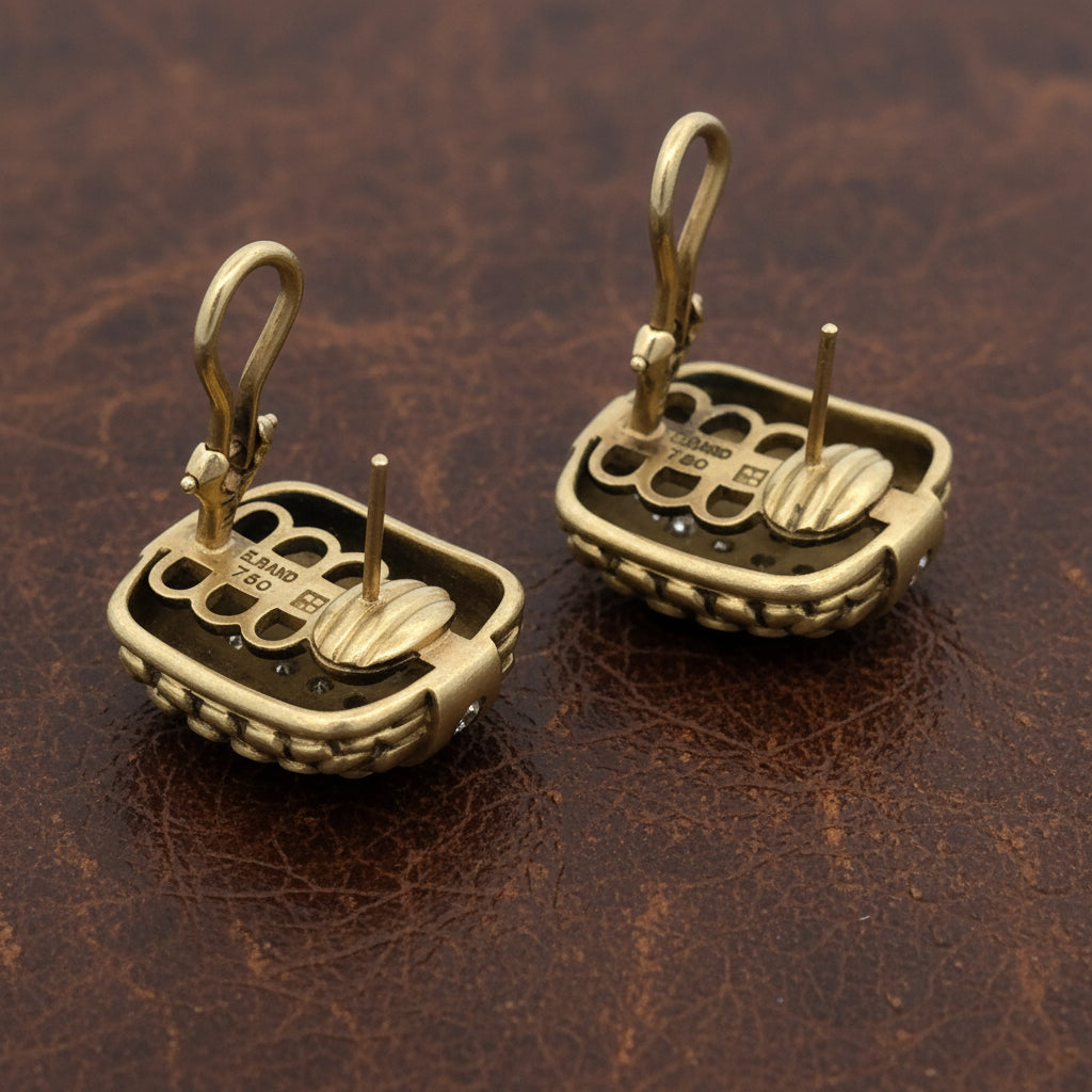 Designer Erand Earrings Round Brilliant Cut Diamond 1.25 ct  F-G VS1-VS2 18K` Yellow Gold 21.55g