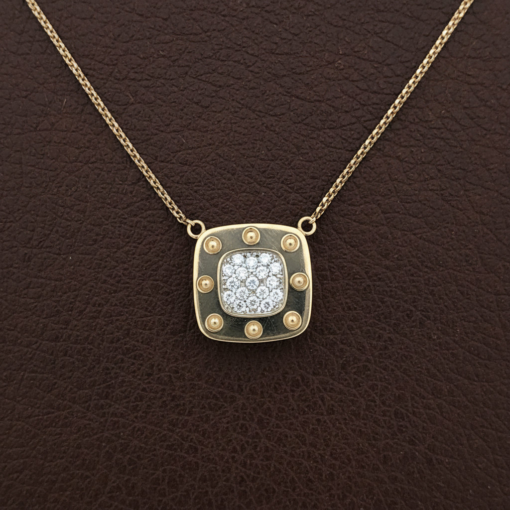 Roberto Coin 16" & 18" Chain Necklace Round Brilliant Cut Diamond 0.25 ct  G-H VS2-SI1 18K White/Yellow Gold 5.82g
