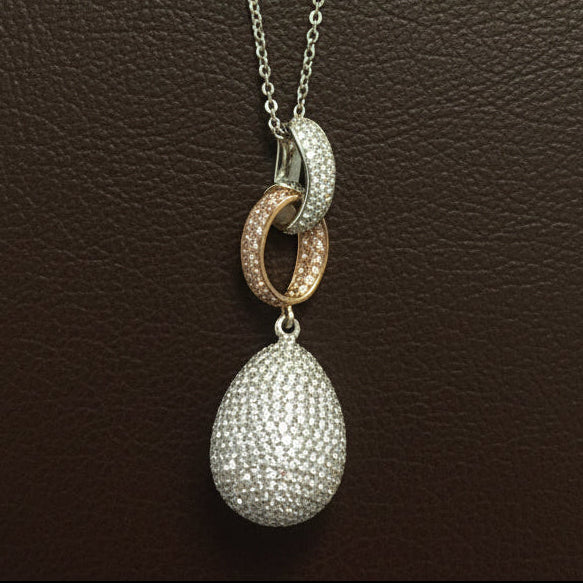 Designer AKMS Necklace Round Brilliant Cut Diamond 9.44 ct  G-H VS1-SI1 18K W/Y/R 28.00g