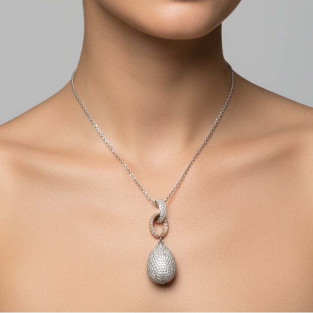 Designer AKMS Necklace Round Brilliant Cut Diamond 9.44 ct  G-H VS1-SI1 18K W/Y/R 28.00g