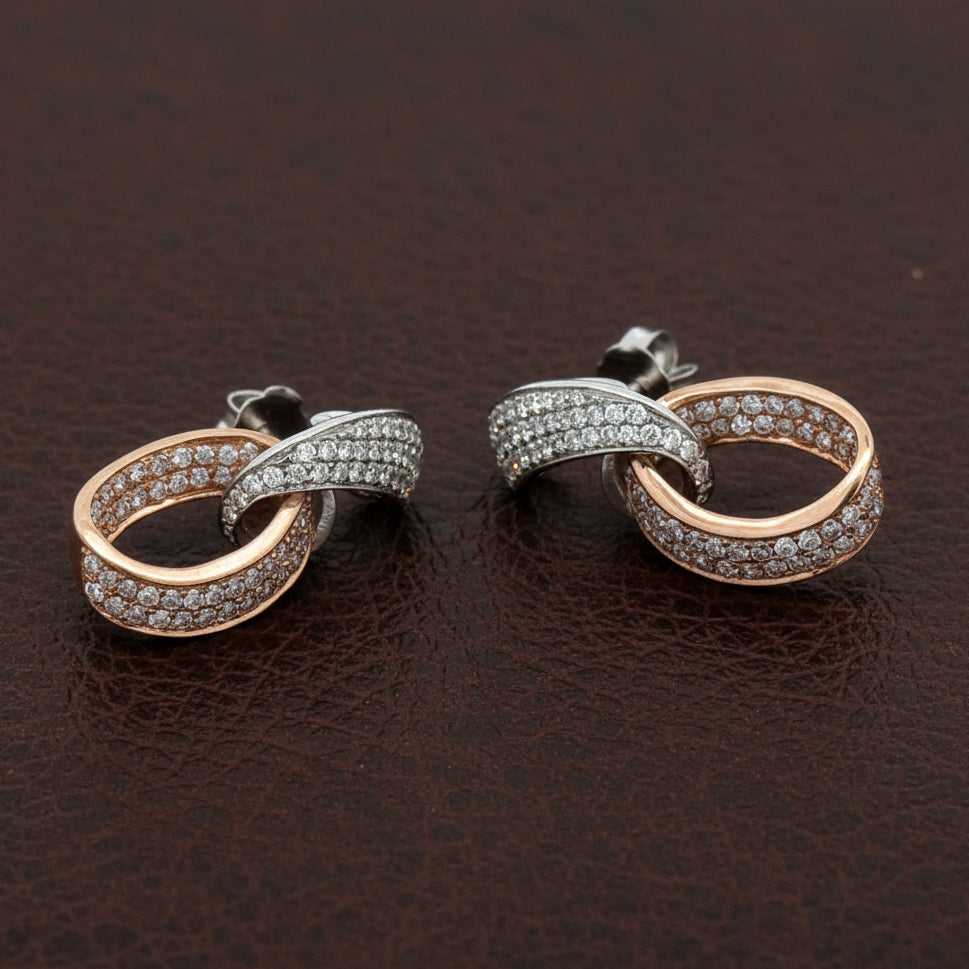 Designer Earrings Round Brilliant Cut Diamond 2.50 ct  Natural Fancy Light Pink G-H VS2-SI1 18K Yellow/Rose Gold 5.84g