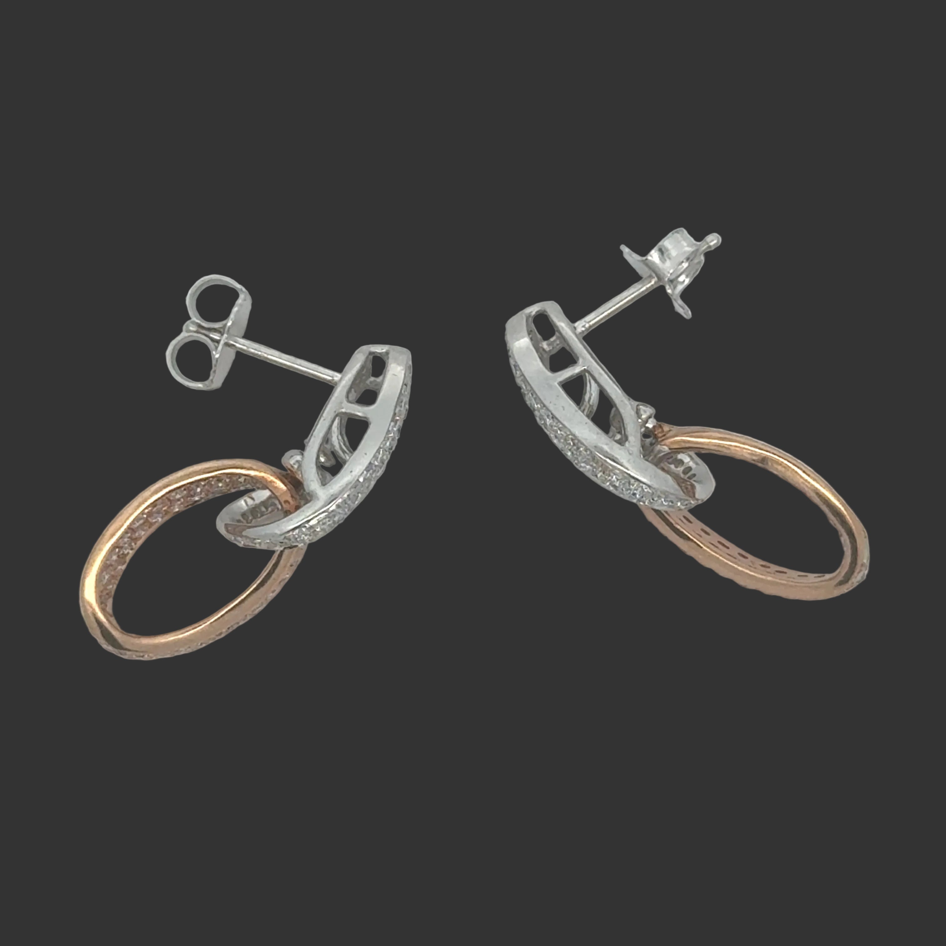 Designer Earrings Round Brilliant Cut Diamond 2.50 ct  Natural Fancy Light Pink G-H VS2-SI1 18K Yellow/Rose Gold 5.84g