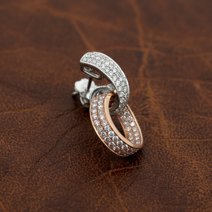 Designer Earrings Round Brilliant Cut Diamond 2.50 ct  Natural Fancy Light Pink G-H VS2-SI1 18K Yellow/Rose Gold 5.84g