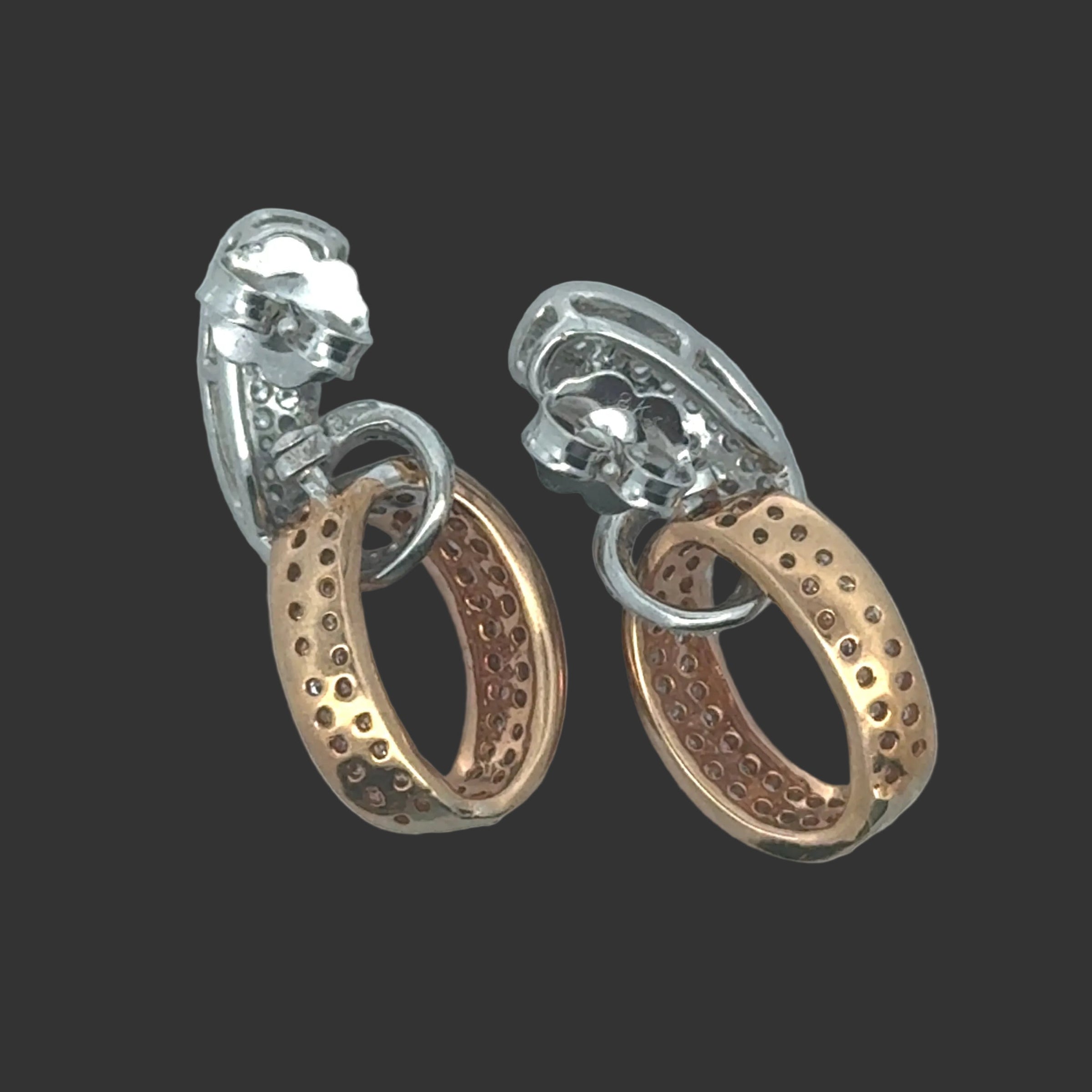 Designer Earrings Round Brilliant Cut Diamond 2.50 ct  Natural Fancy Light Pink G-H VS2-SI1 18K Yellow/Rose Gold 5.84g