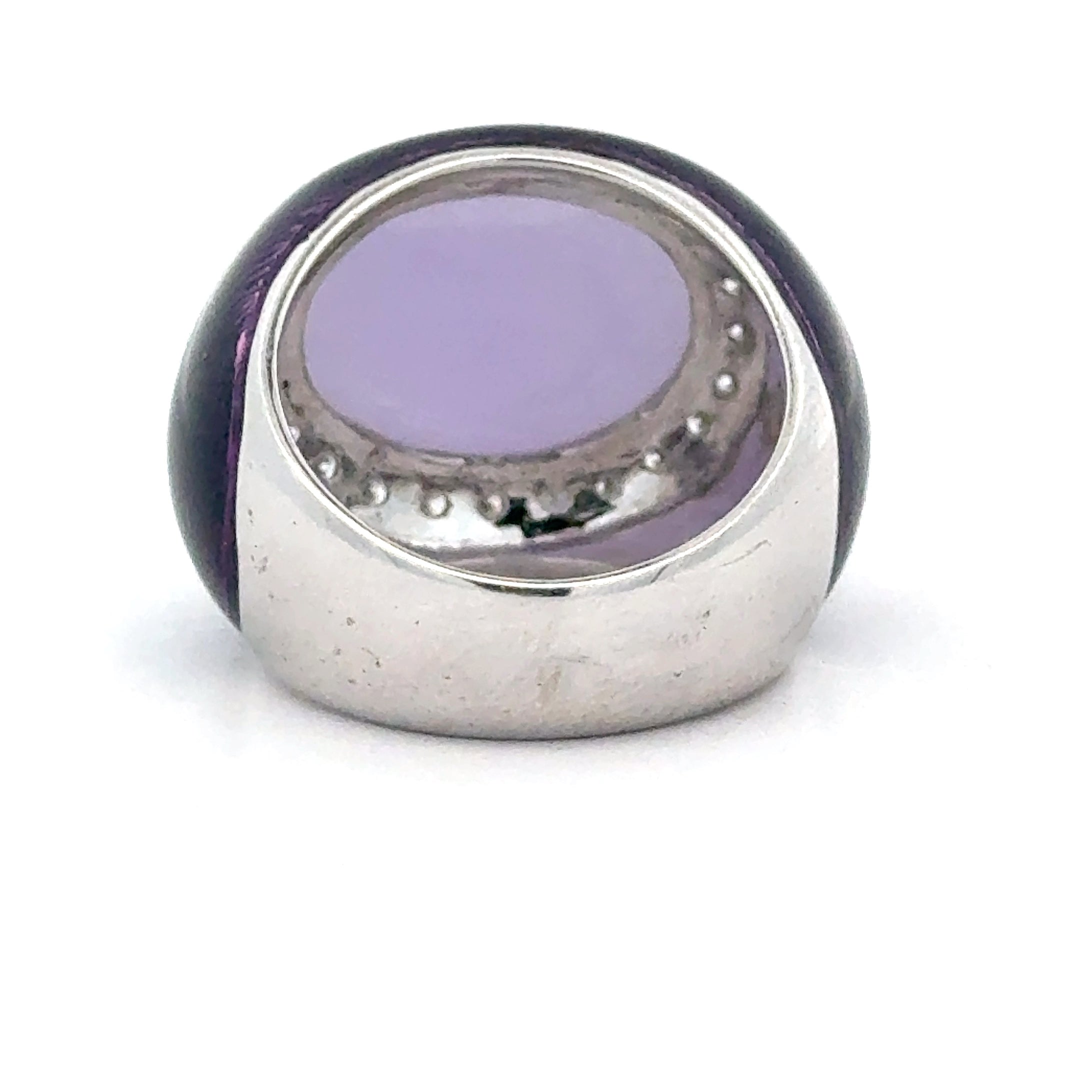 Designer Nini Ring, Round Brilliant Cut Diamonds 0.50cttw G-H VS2-SI, 1 Jadiete Cabochon Purple, Enamel Purple, 18K White/Yellow Gold 14.88g. All Weights Estimated.