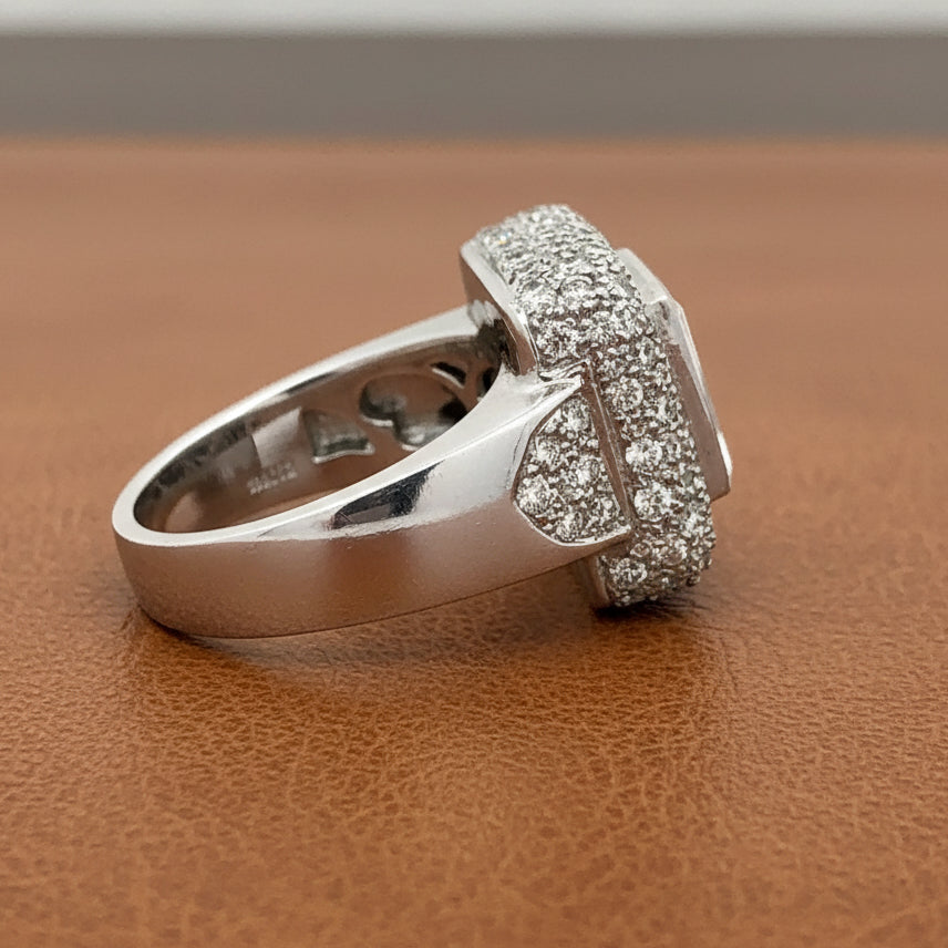R. TONE Ring, 92 Round Brilliant Cut Diamonds 1.72cttw G VS, 4 Sapphire Square 1.38ct, Platinum 19.12g, All weights estimated.