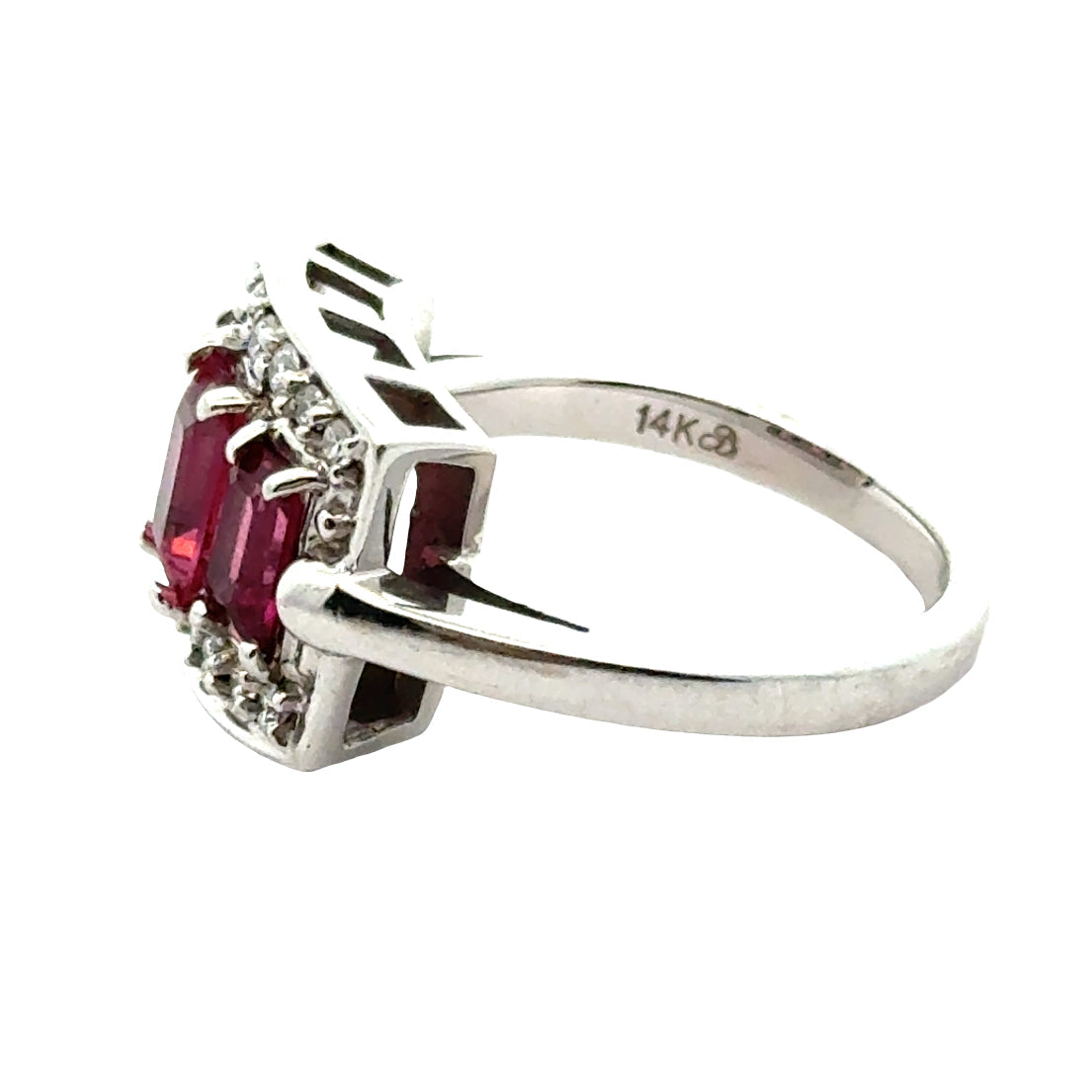 Designer Ring, 14 Round Brilliant Cut Diamond 0.30 cttw G-H VS1,3 Tourmaline Emerald Cut 1.50 cttw  14K White Gold 7.99g. All weights estimated.