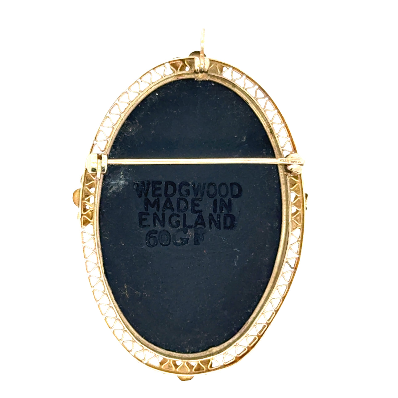 English Brooch/Pendant1 Jasper Oval 14K Yellow Gold 8.86g